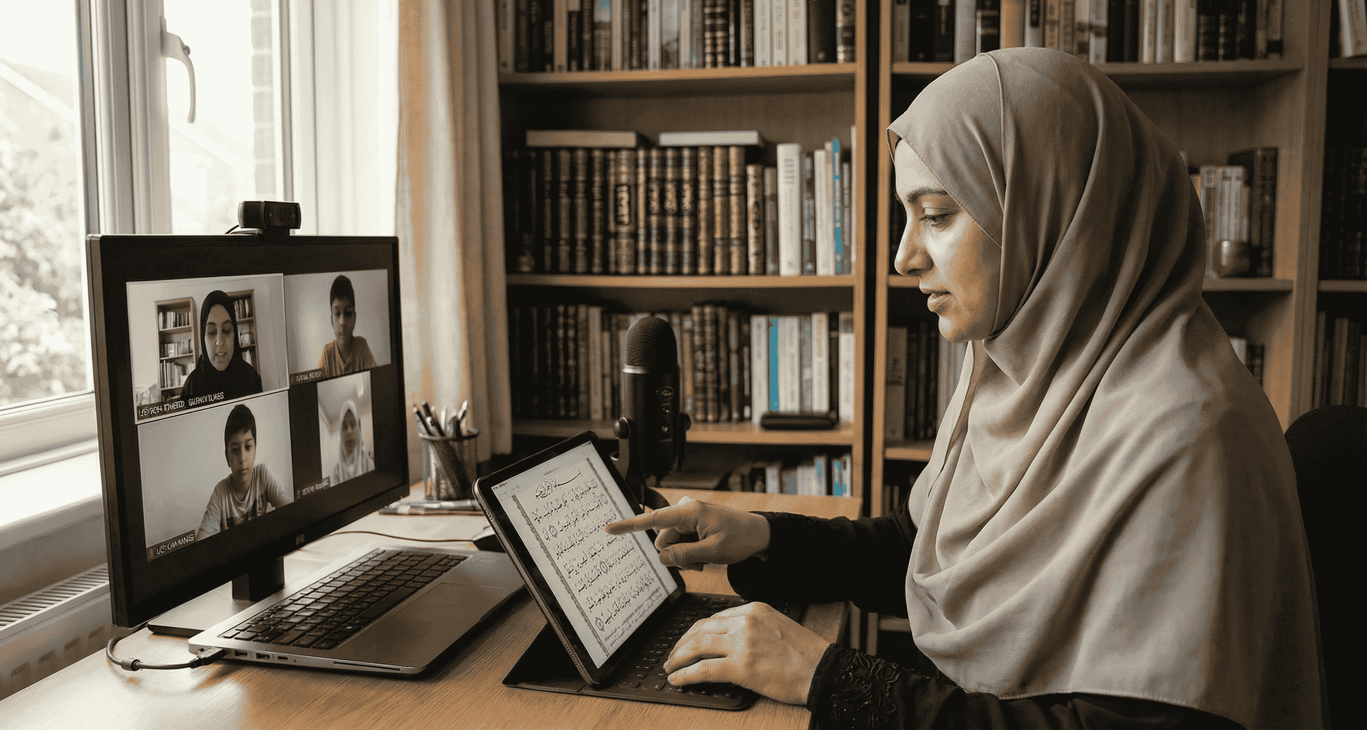 Quran teacher teaching student online